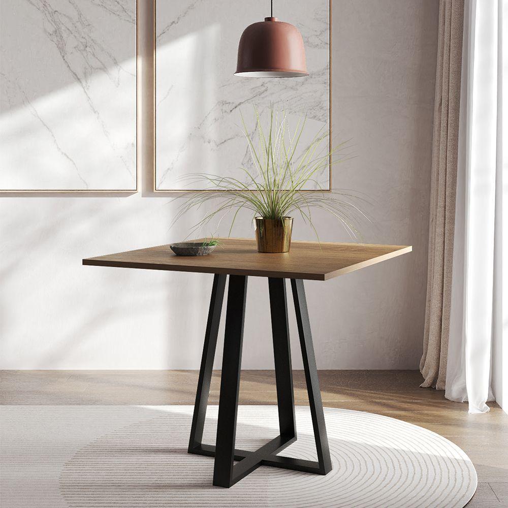 Mesa De Jantar Mônaco 90cm Imbuia Base Preta Marrom - 1