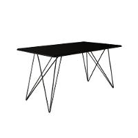 Mesa Jantar Retangular Industrial Trama 1,50x0,90m Preta Com 6 Cadeiras Estofadas Bege E Preta Vitór Preto