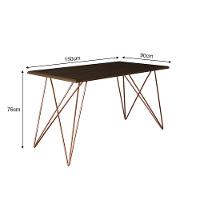 Mesa Jantar Retangular Industrial Trama 1,50x0,90m Amêndoa 6 Cadeiras Estofadas Marrom E Cobre Vitór Marrom - 2