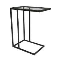 Mesa Lateral Elena Preta Tampa De Vidro Branco - 3