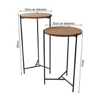 Mesa Lateral Redonda áquila Preta Tampo Imbuia Marrom - 2