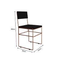 Mesa Jantar Retangular Industrial Trama 1,50x0,90m Preta Com 6 Cadeiras Estofadas Pretas E Cobre Vit Preto - 5