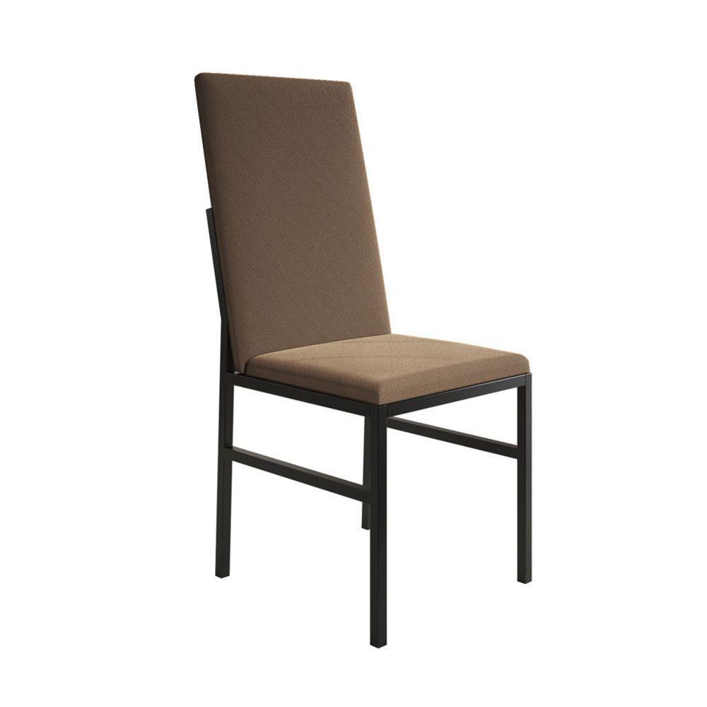 Conjunto De Jantar Mesa Mônaco Premium 90cm Imbuia Com 4 Cadeiras Estofadas Marrom Preto - 2