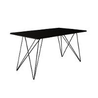 Mesa Jantar Retangular Industrial Trama 1,50x0,90m Preta Com 6 Cadeiras Estofadas Pretas Vitória Preto