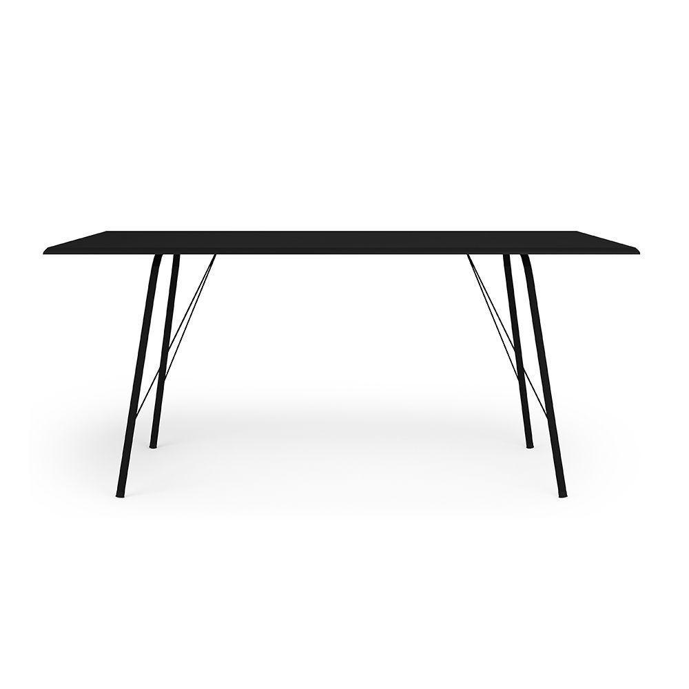 Mesa Jantar Paraty 150cm Tampo Preto Com Cadeiras 6 Cadeiras Angra Estofadas Preta E Marrom Preto - 4
