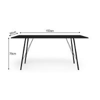 Mesa Jantar Paraty 150cm Tampo Preto Com Cadeiras 6 Cadeiras Angra Estofadas Preta E Marrom Preto - 2