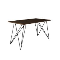 Mesa Jantar Retangular Industrial Trama 1,50x0,90m Amêndoa 6 Cadeiras Estofadas Bege E Preto Vitória Marrom