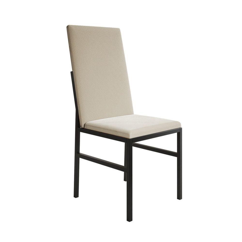 Conjunto De Jantar Mesa Mônaco Premium 90cm Preta Com 4 Cadeiras Estofadas Bege Preto - 2