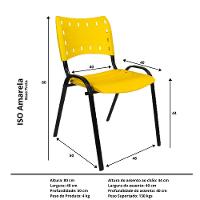 Kit 10 Cadeiras Iso Para Escola Escritório Comércio Amarela Base Preta - 8
