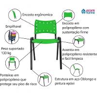 Kit 10 Cadeiras Iso Para Escola Escritório Comércio Verde Base Preta - 2