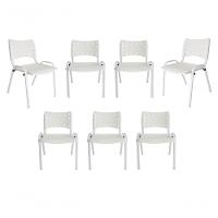 Kit 7 Cadeiras Iso Para Escola Escritório Comércio Branca Base Branca - 1