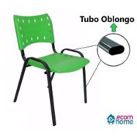 Kit 9 Cadeiras Iso Para Escola Escritório Comércio Verde Base Preta - 3