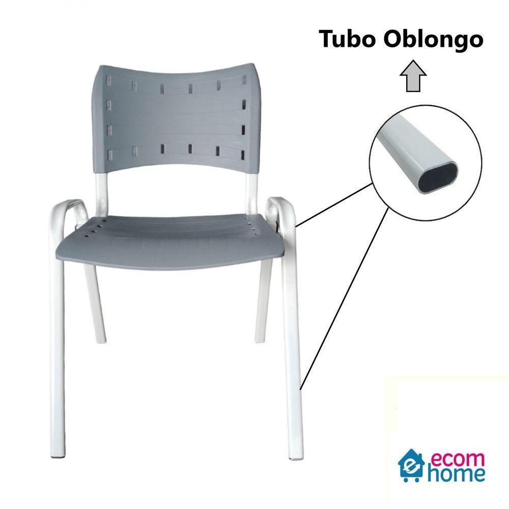 Kit 8 Cadeiras Iso Para Escola Escritório Comércio Cinza Base Branca - 2