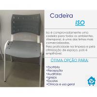 Kit 8 Cadeiras Iso Para Escola Escritório Comércio Cinza Base Branca - 6