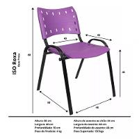 Kit 7 Cadeiras Iso Para Escola Escritório Comércio Roxo Base Preta - 7