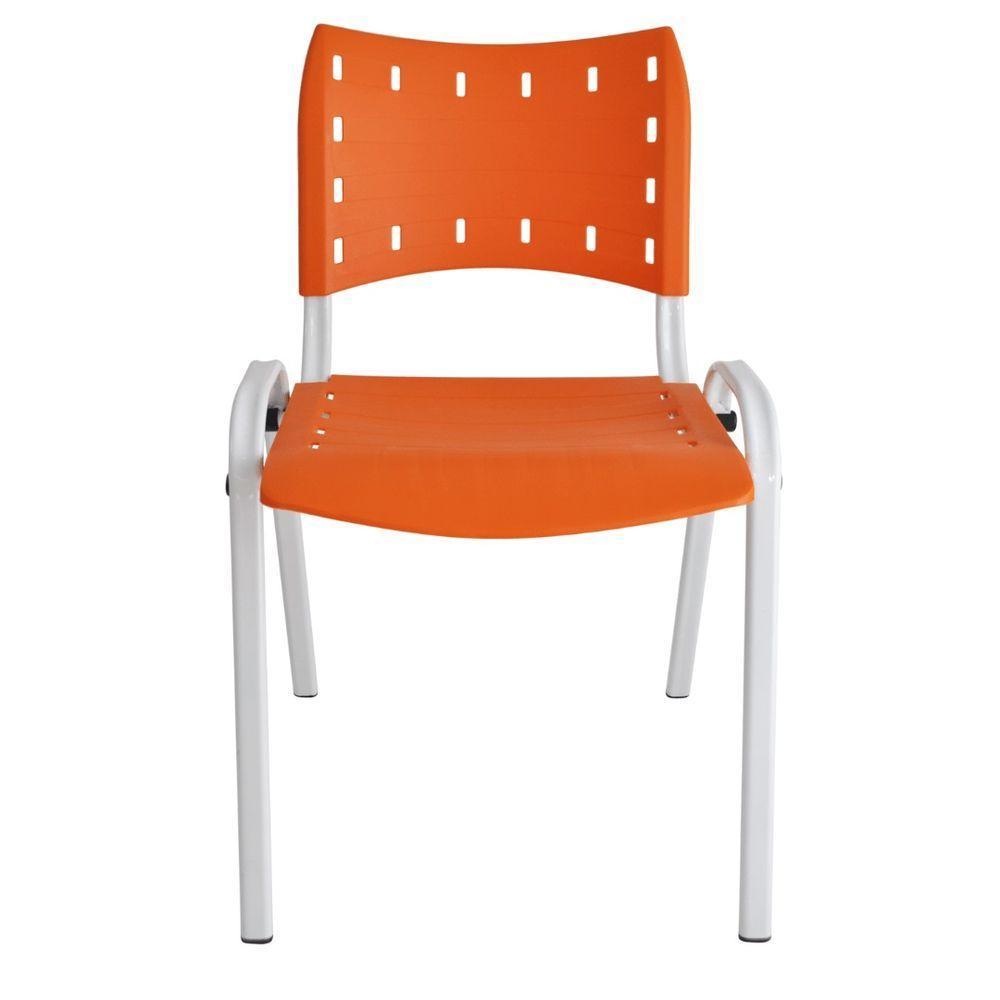 Kit 8 Cadeiras Iso Para Escola Escritório Comércio Laranja Base Branca - 6