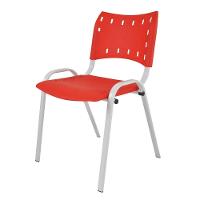 Kit 10 Cadeiras Iso Para Escola Escritório Comércio Vermelha Base Branca - 3