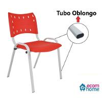 Kit 9 Cadeiras Iso Para Escola Escritório Comércio Vermelha Base Branca - 2