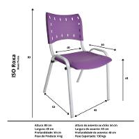 Kit 7 Cadeiras Iso Para Escola Escritório Comércio Roxa Base Branca