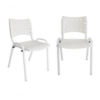 Kit 2 Cadeiras Iso Para Escola Escritório Comércio Indústria Branca Base Branca - 1