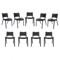 Kit 9 Cadeiras Iso Para Escola Escritório Comércio Preta Base Preta - 1