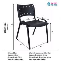 Kit 9 Cadeiras Iso Para Escola Escritório Comércio Preta Base Preta