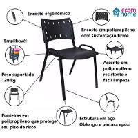 Kit 9 Cadeiras Iso Para Escola Escritório Comércio Preta Base Preta - 7