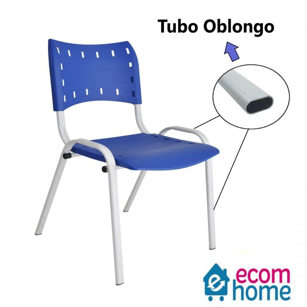 Kit 9 Cadeiras Iso Para Escola Escritório Comércio Azul Base Branca - 4
