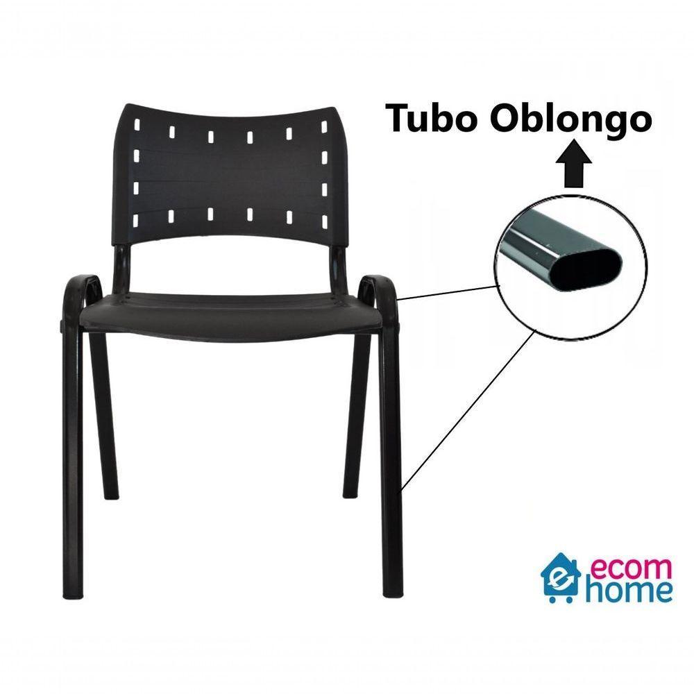 Kit 7 Cadeiras Iso Para Escola Escritório Comércio Preta Base Preta - 4