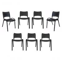 Kit 7 Cadeiras Iso Para Escola Escritório Comércio Preta Base Preta - 1