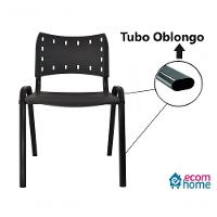 Kit 7 Cadeiras Iso Para Escola Escritório Comércio Preta Base Preta