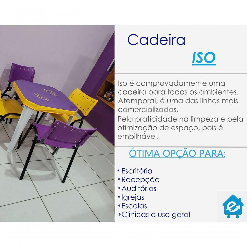 Kit 8 Cadeiras Iso Para Escola Escritório Comércio Roxa Base Preta - 6