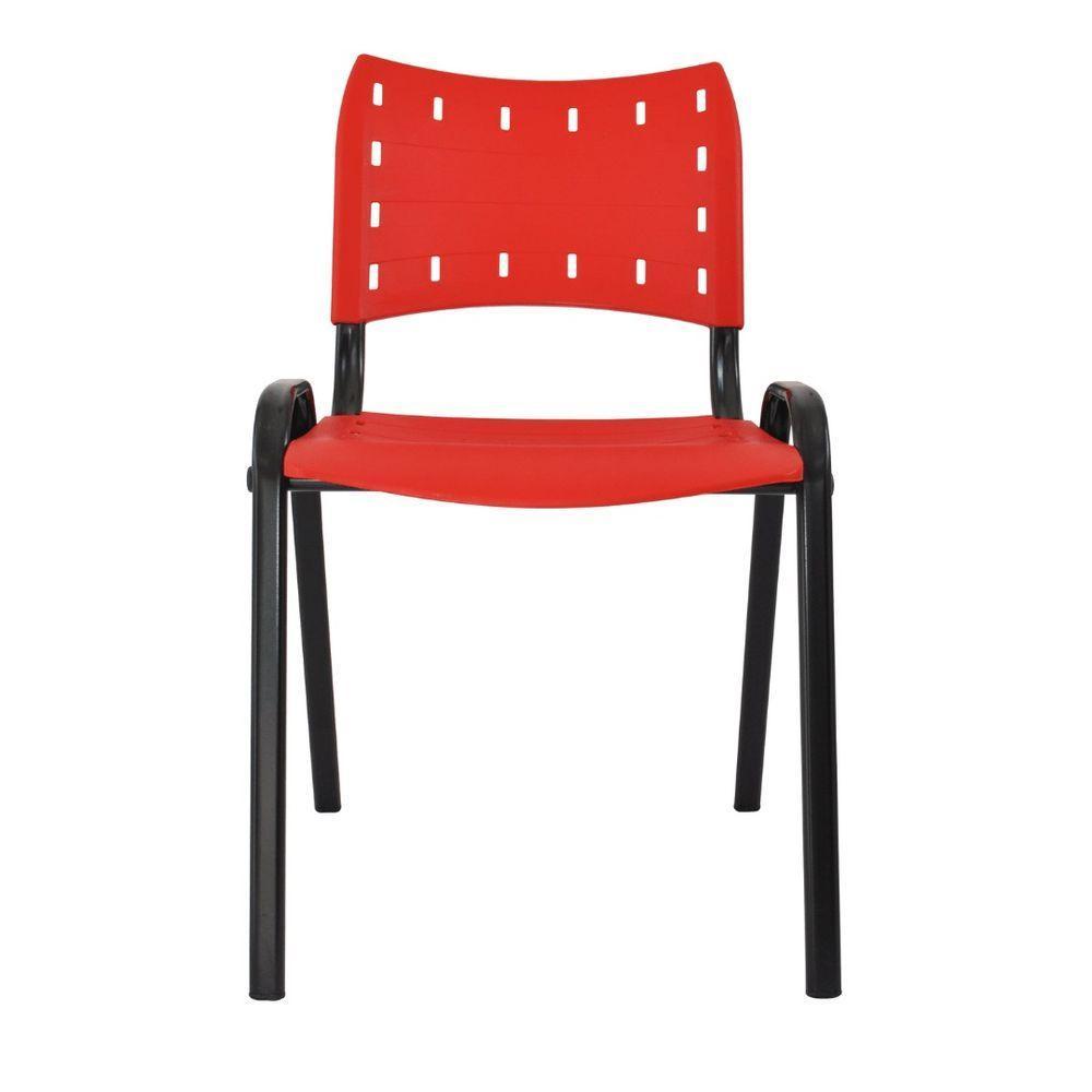 Kit 8 Cadeiras Iso Para Escola Escritório Comércio Vermelha Base Preta - 5