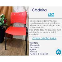 Kit 8 Cadeiras Iso Para Escola Escritório Comércio Vermelha Base Preta - 6
