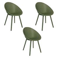 Kit 3 Cadeiras área Externa De Pp Marina Com Base Desmontável Verde G56 - Gran Belo - 1
