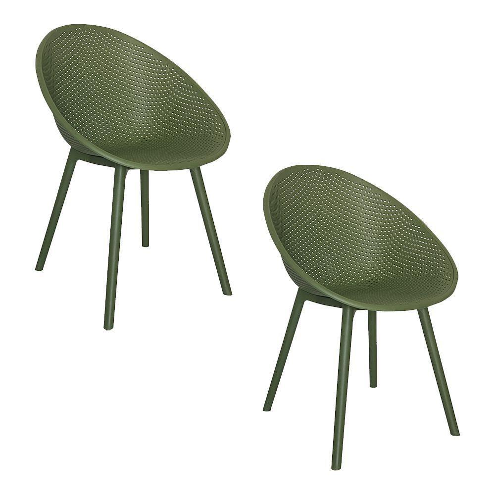 Kit 2 Cadeiras área Externa De Pp Marina Com Base Desmontável Verde G56 - Gran Belo - 1