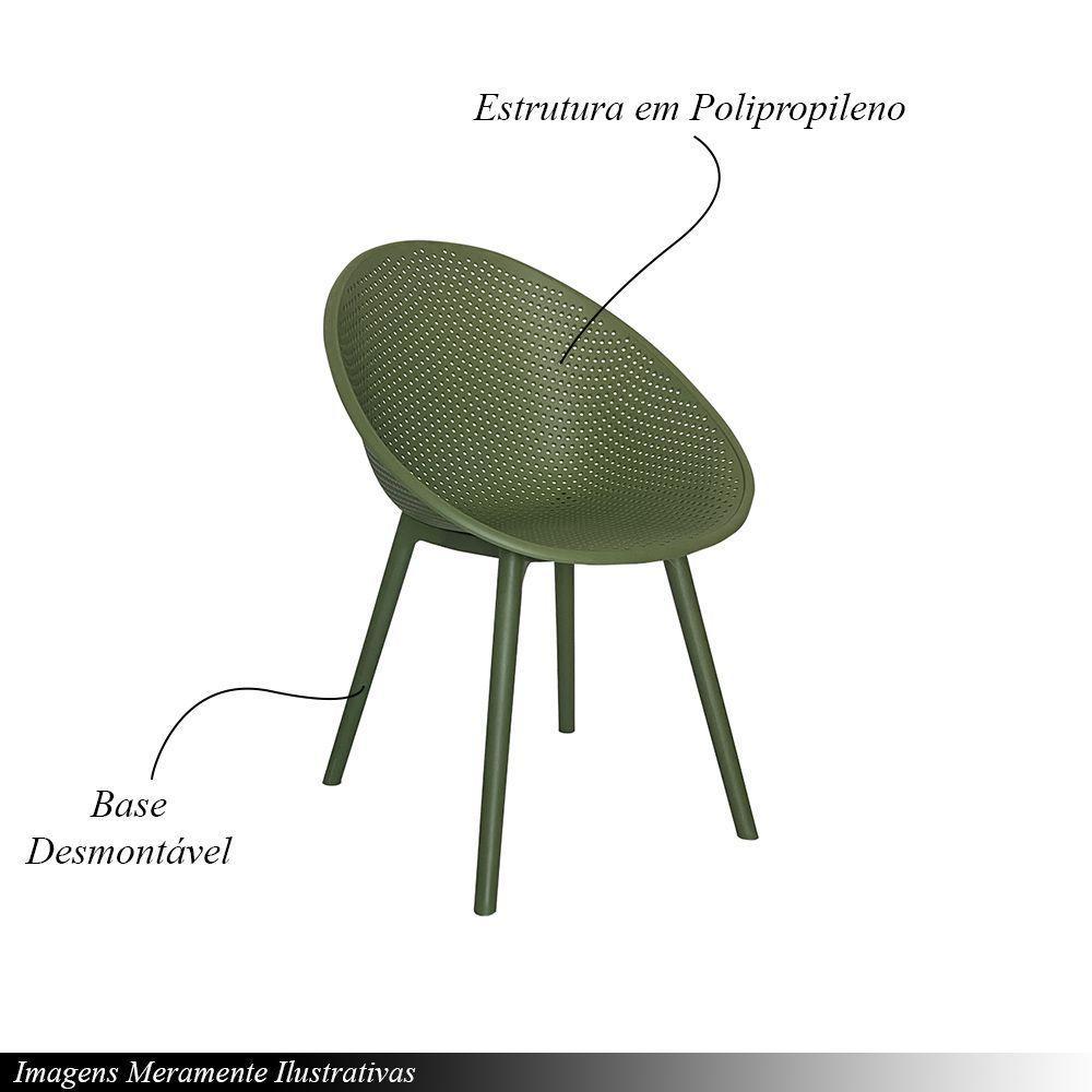Kit 6 Cadeiras área Externa De Pp Marina Com Base Desmontável Verde G56 - Gran Belo - 6