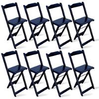 Kit 8 Cadeiras Bistrô Dobrável Madeira Preta - Cor: Preto - 1