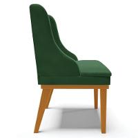 Kit 2 Cadeiras Decorativas Sala De Jantar Base Fixa De Madeira Firenze Veludo Verde Esmeralda/castanho G19 - Gran Belo - 3
