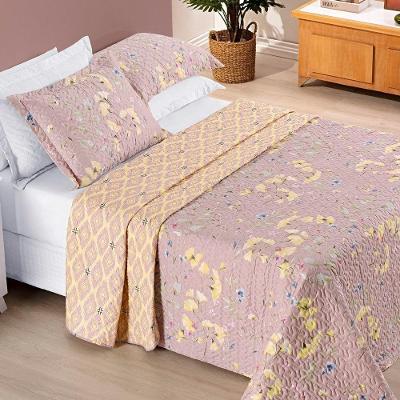 Colcha Estampada Dupla Face Bouti Casal 03 Peças - Lavanda