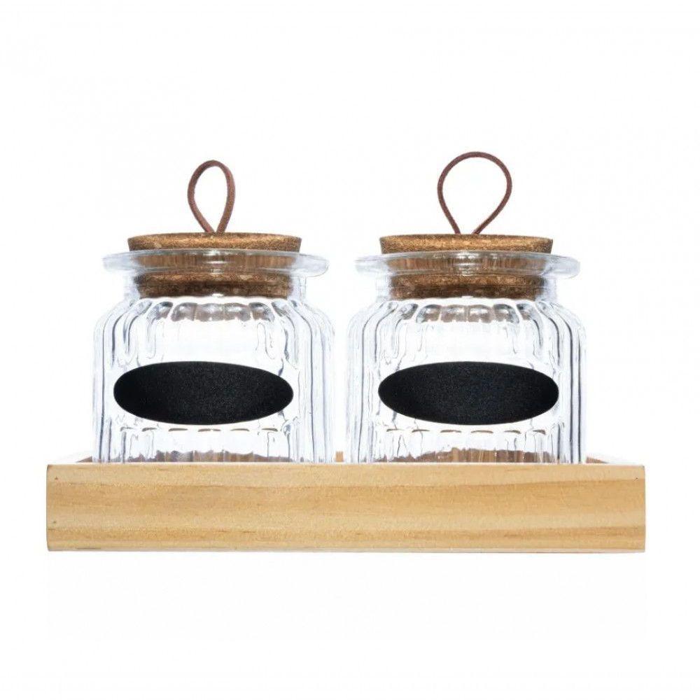 Conjunto 2 Porta Mantimentos Com Tampa E Suporte 260 Ml Lyor - 3