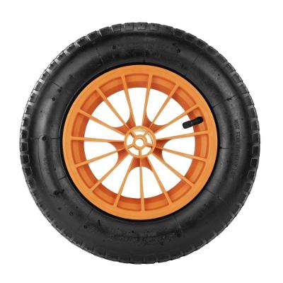 Pneu Com Câmara Tramontina 3.25-8 Polegada Com Roda Plástica 8" Para Carrinho De Mão