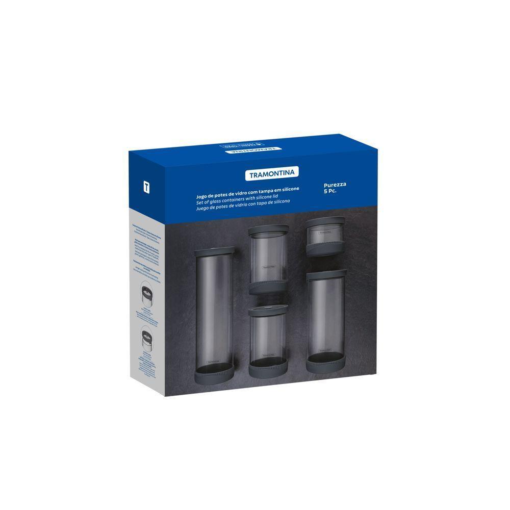 Jogo De Potes De Vidro Herméticos Tramontina Purezza Em Borosilicato Com Tampa - 9