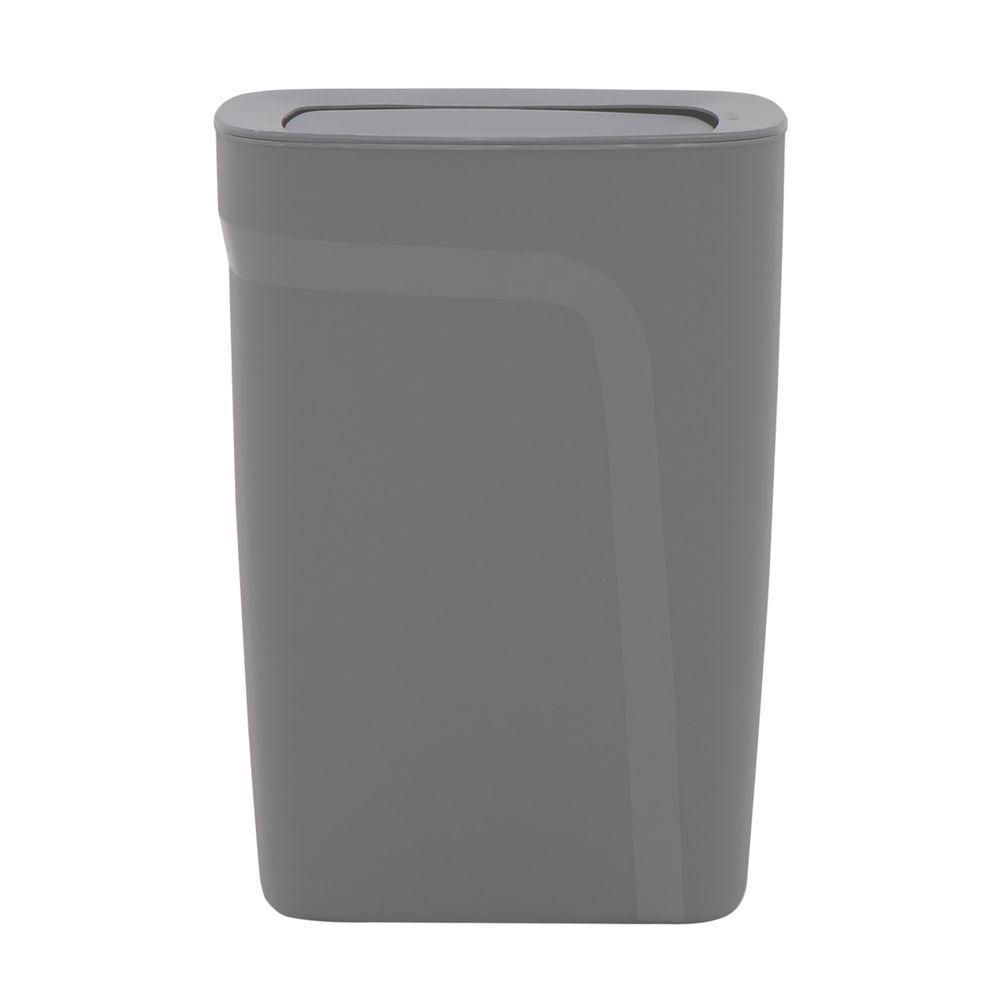 Lixeira Tramontina Compact Em Polipropileno Cinza Com Tampa Basculante 10,5 L - 1