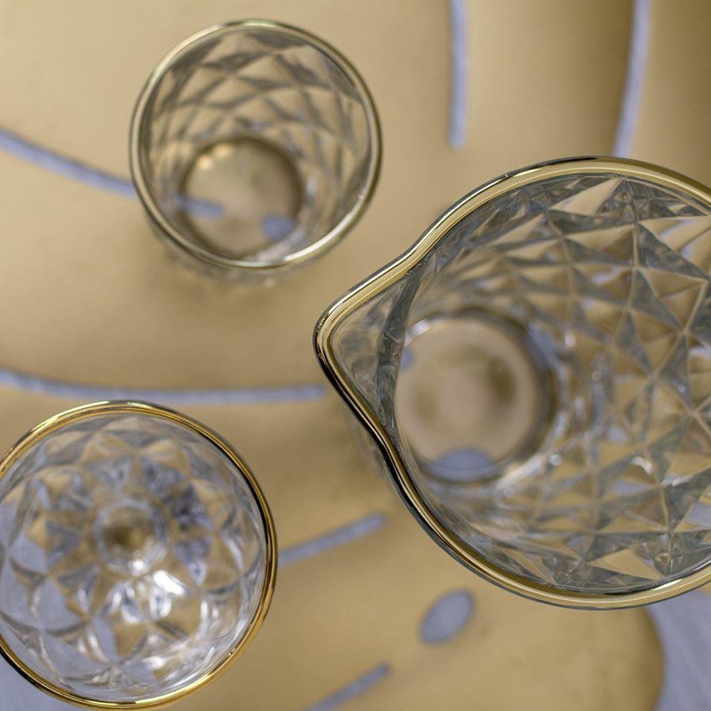 Conjunto De Copos De Vidro Com Fio De Ouro Para água 6 Peças 350 Ml Diamonds Lyor - 3