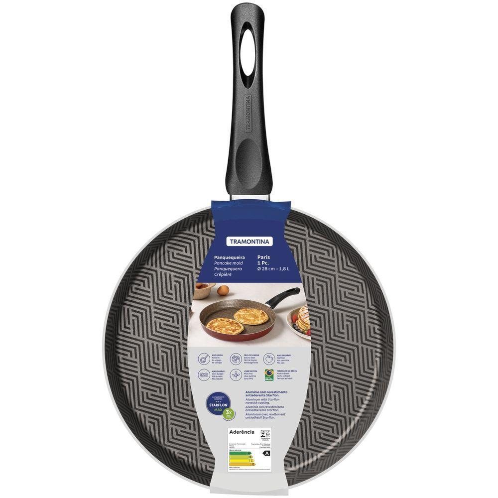 Panquequeira Tramontina Paris Em Alumínio Com Revestimento Interno E Externo Antiaderente Starflon Max Chumbo 28 Cm 1,8 - 7
