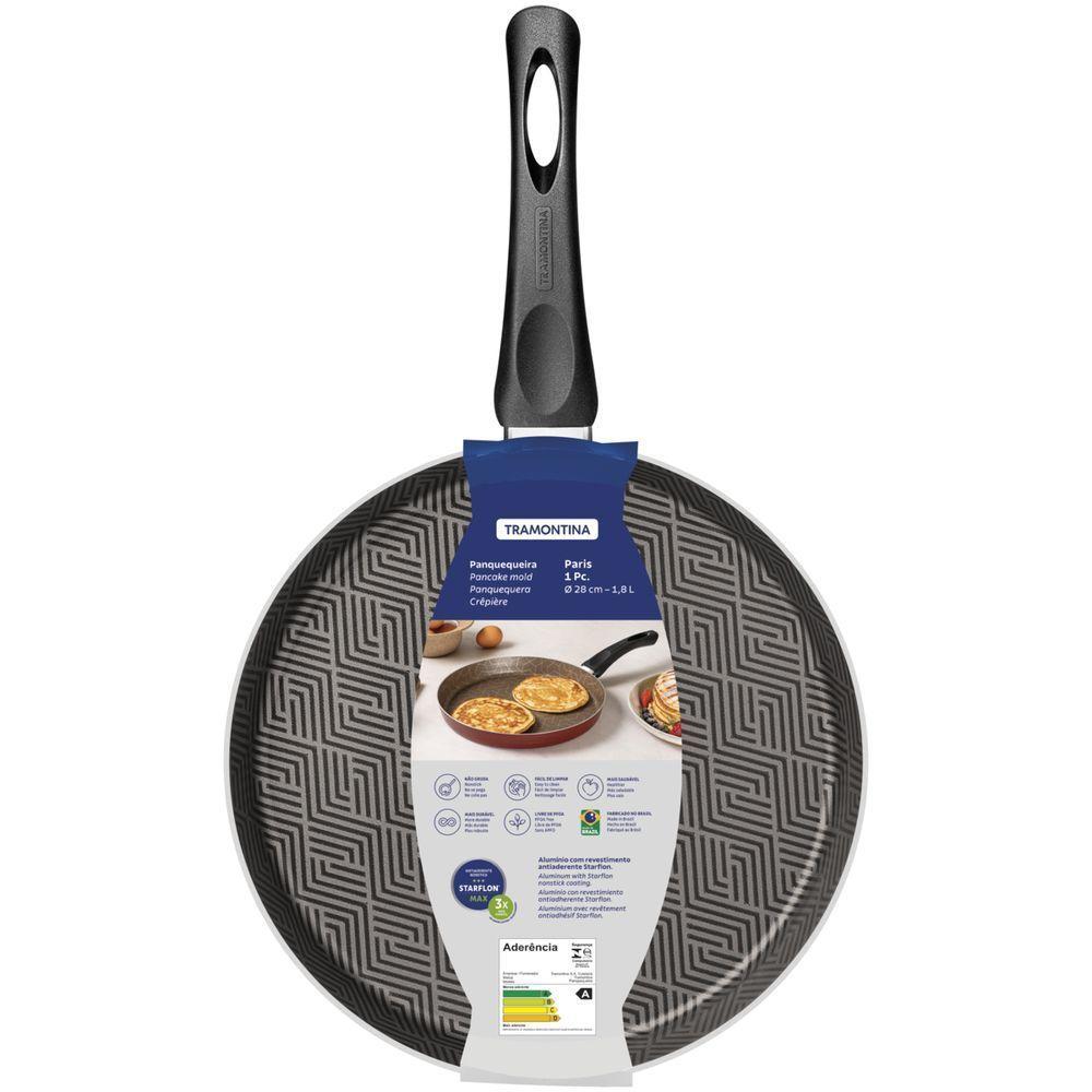 Panquequeira Tramontina Paris Em Alumínio Com Revestimento Interno E Externo Antiaderente Starflon Max Chumbo 28 Cm 1,8 - 8