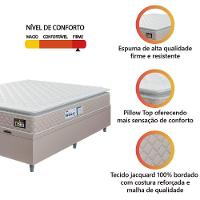 Cama Box Baú Casal Queen Colchão Espuma D33 Pillow Top Millenium 158x198x60cm Suede Bege/branco - 2