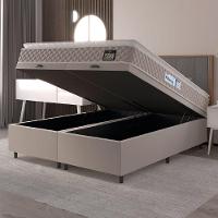 Cama Box Baú Casal Queen Colchão Espuma D33 Pillow Top Millenium 158x198x60cm Suede Bege/branco - 5