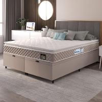 Cama Box Baú Casal Queen Colchão Espuma D33 Pillow Top Millenium 158x198x60cm Suede Bege/branco - 6